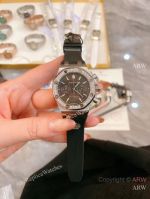 High Quality Replica AUDEMARS PIGUET Royal Oak Black rubber Strap Brown Face Dial Diamond-Set Octagonal Stainless Steel Bezel Lady Watch 37mm